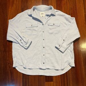 Aerie. The Lumber Jane Waffle Button Up in Light Blue.